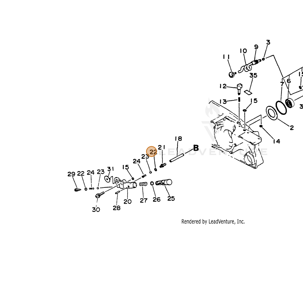 ECHO part 43712203430 — IPL diagram snippet (6x zoom, amber highlight)