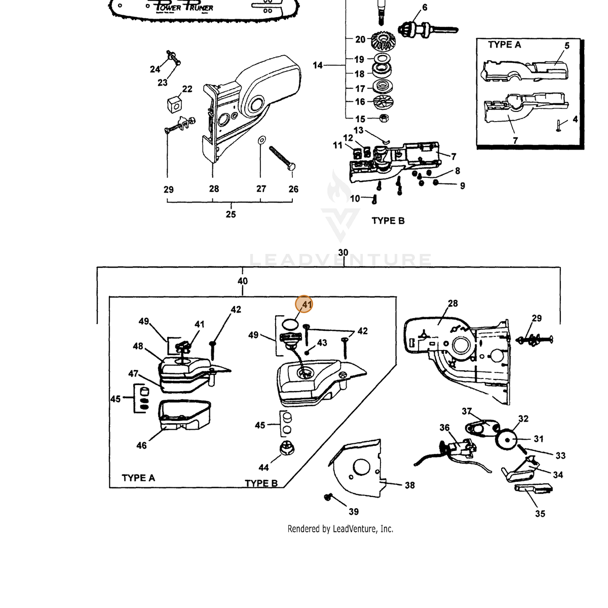 ECHO part 43712222060 — IPL diagram snippet (6x zoom, amber highlight)