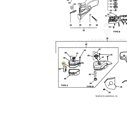 ECHO part 43712223960 — IPL diagram snippet (6x zoom, amber highlight)