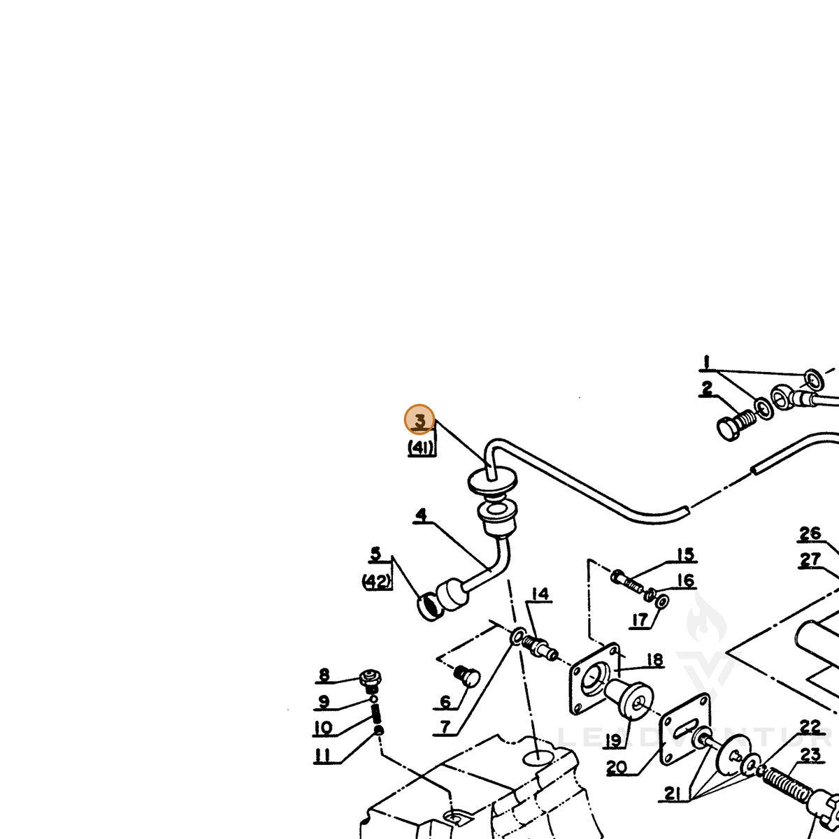 ECHO part 43720500330 — IPL diagram snippet (6x zoom, amber highlight)