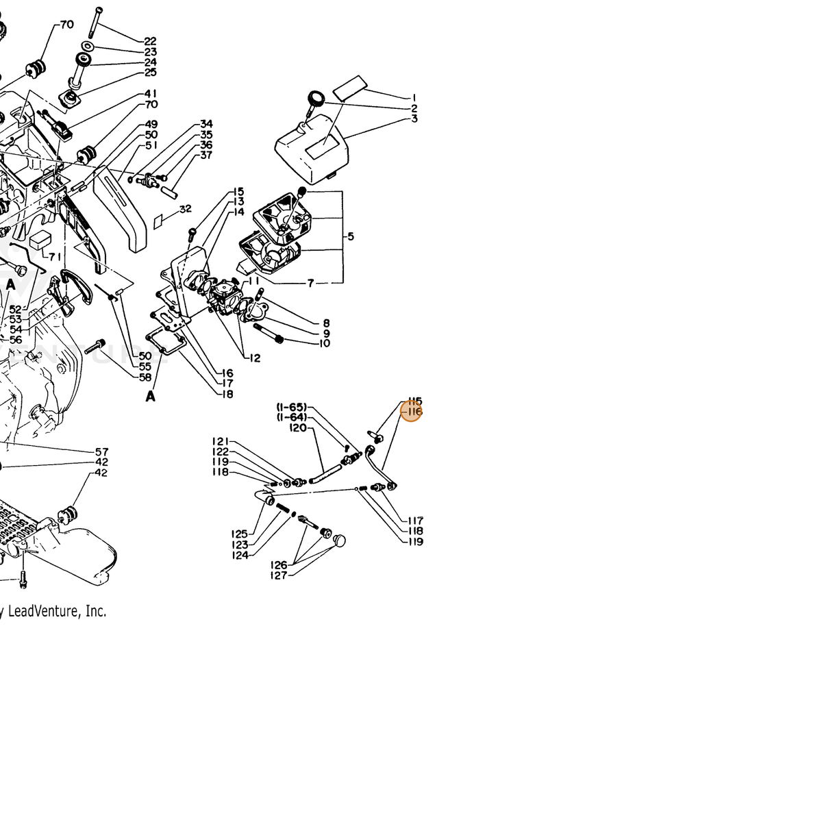 ECHO part 43720616030 — IPL diagram snippet (6x zoom, amber highlight)