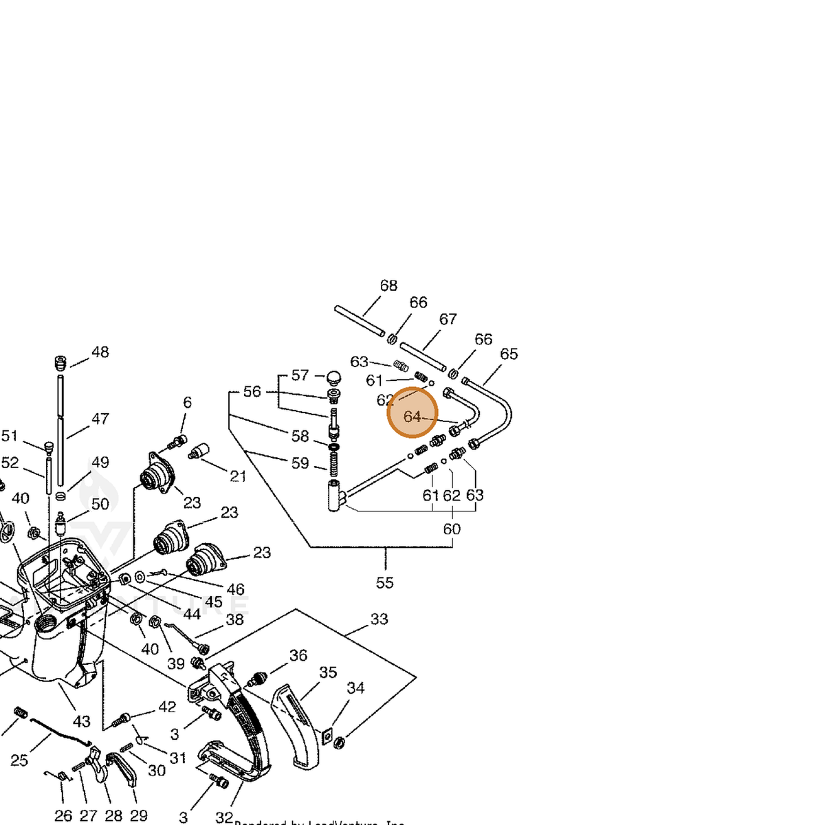 ECHO part 43720616430 — IPL diagram snippet (6x zoom, amber highlight)