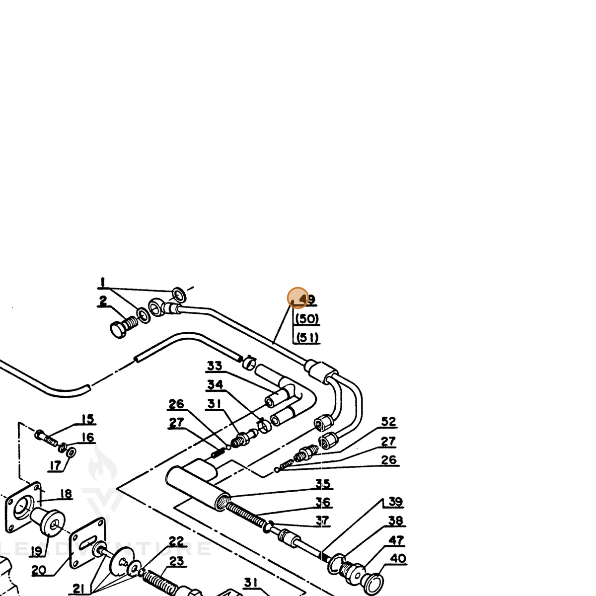 ECHO part 43720700331 — IPL diagram snippet (6x zoom, amber highlight)