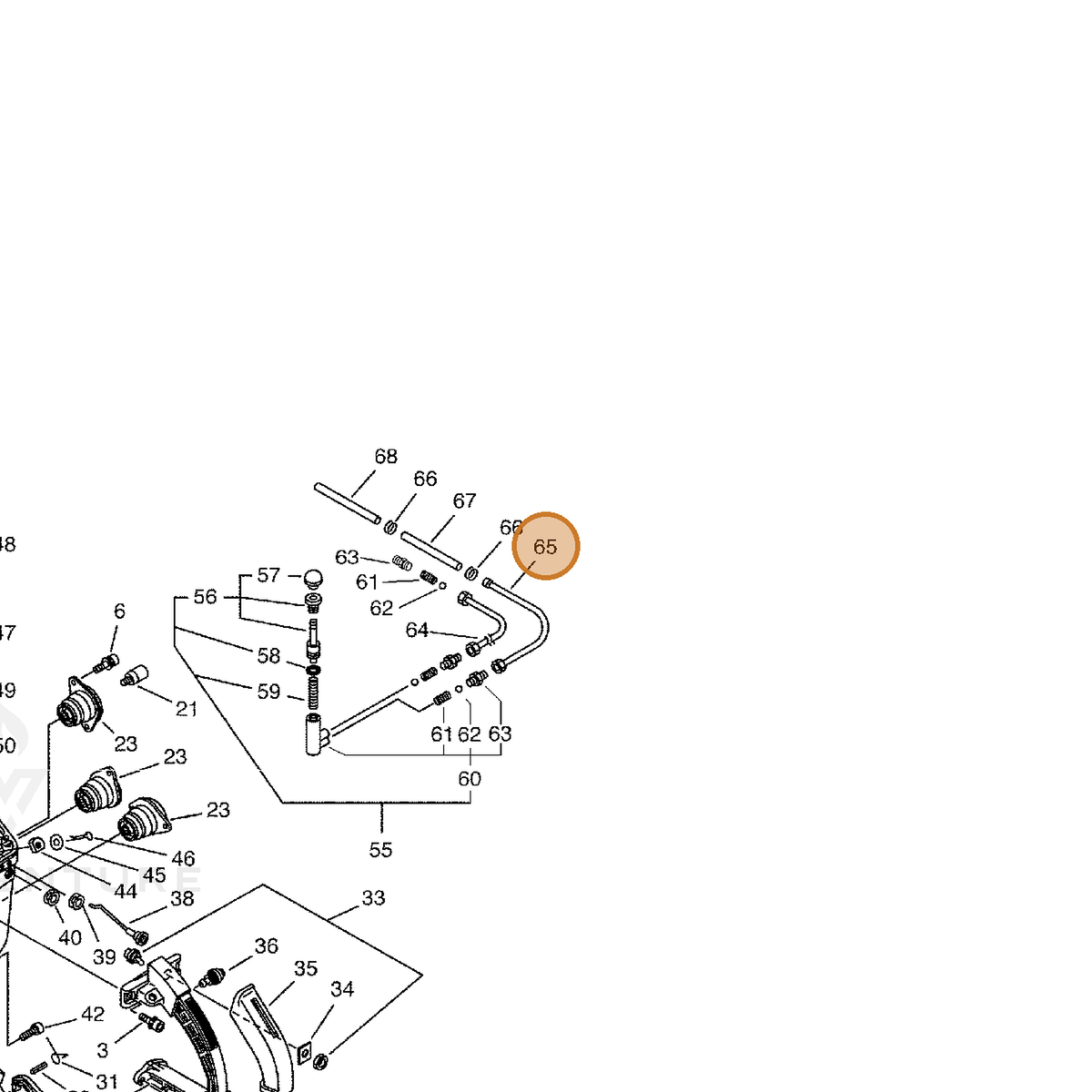 ECHO part 43720732930 — IPL diagram snippet (6x zoom, amber highlight)