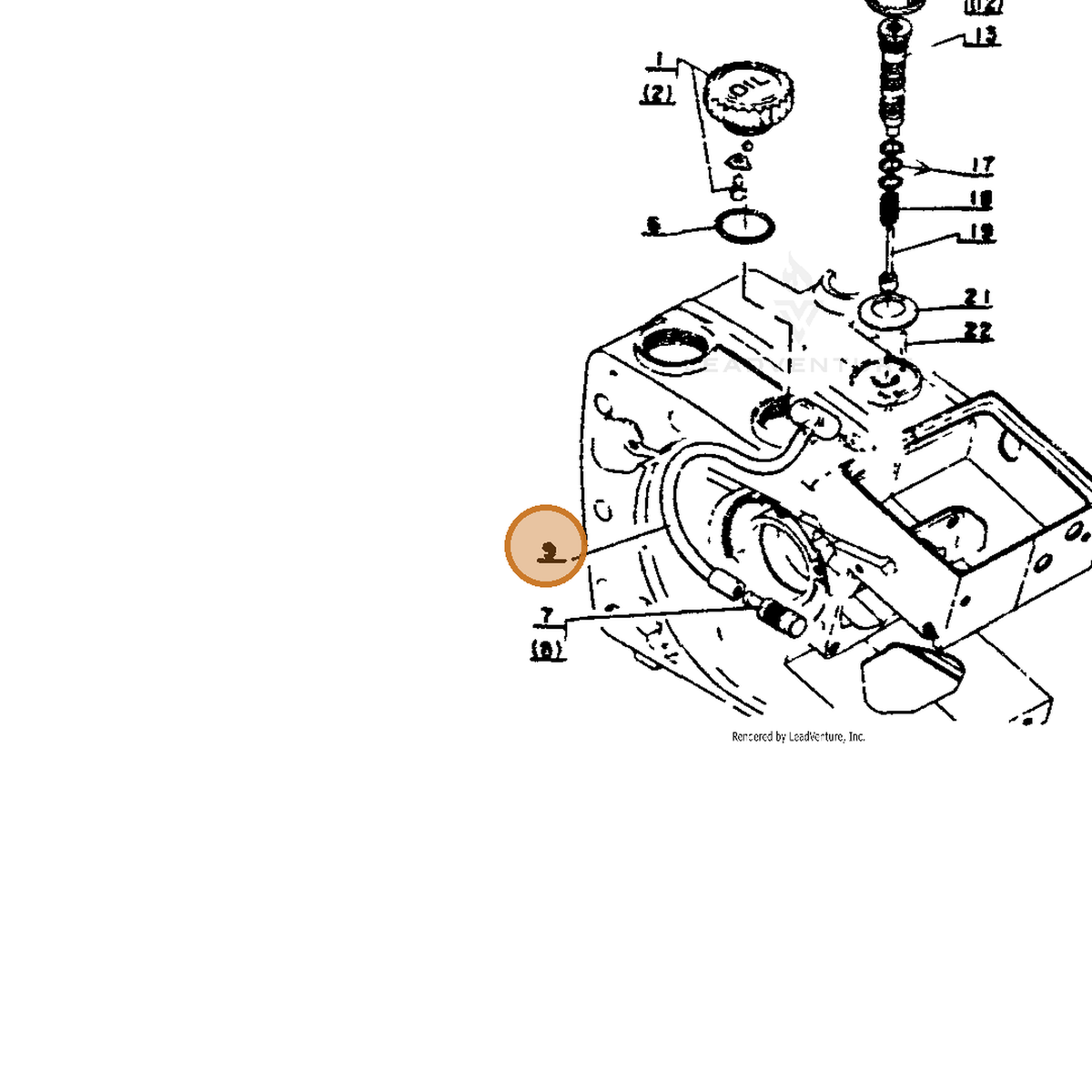 ECHO part 43721103932 — IPL diagram snippet (6x zoom, amber highlight)