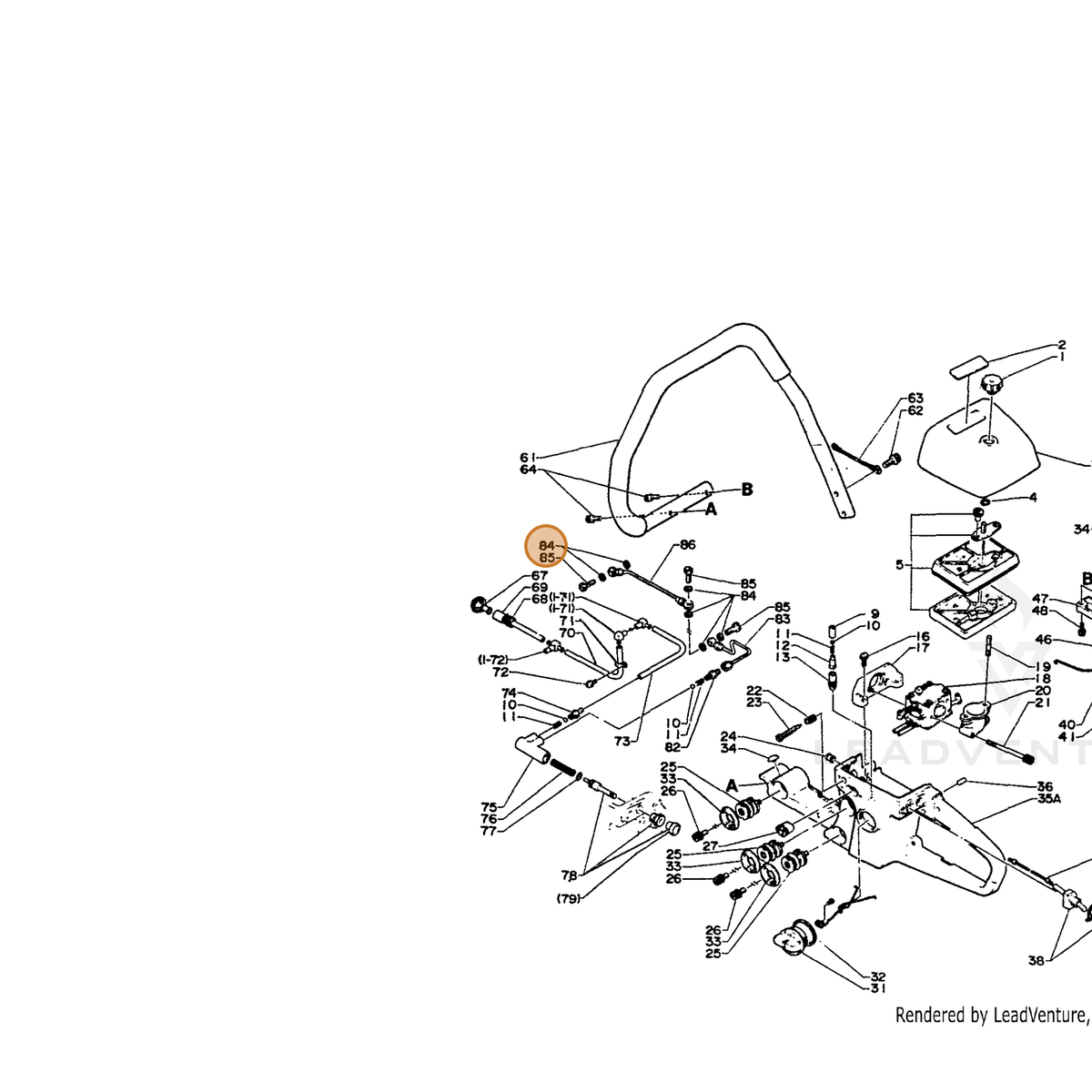 ECHO part 43721914730 — IPL diagram snippet (6x zoom, amber highlight)