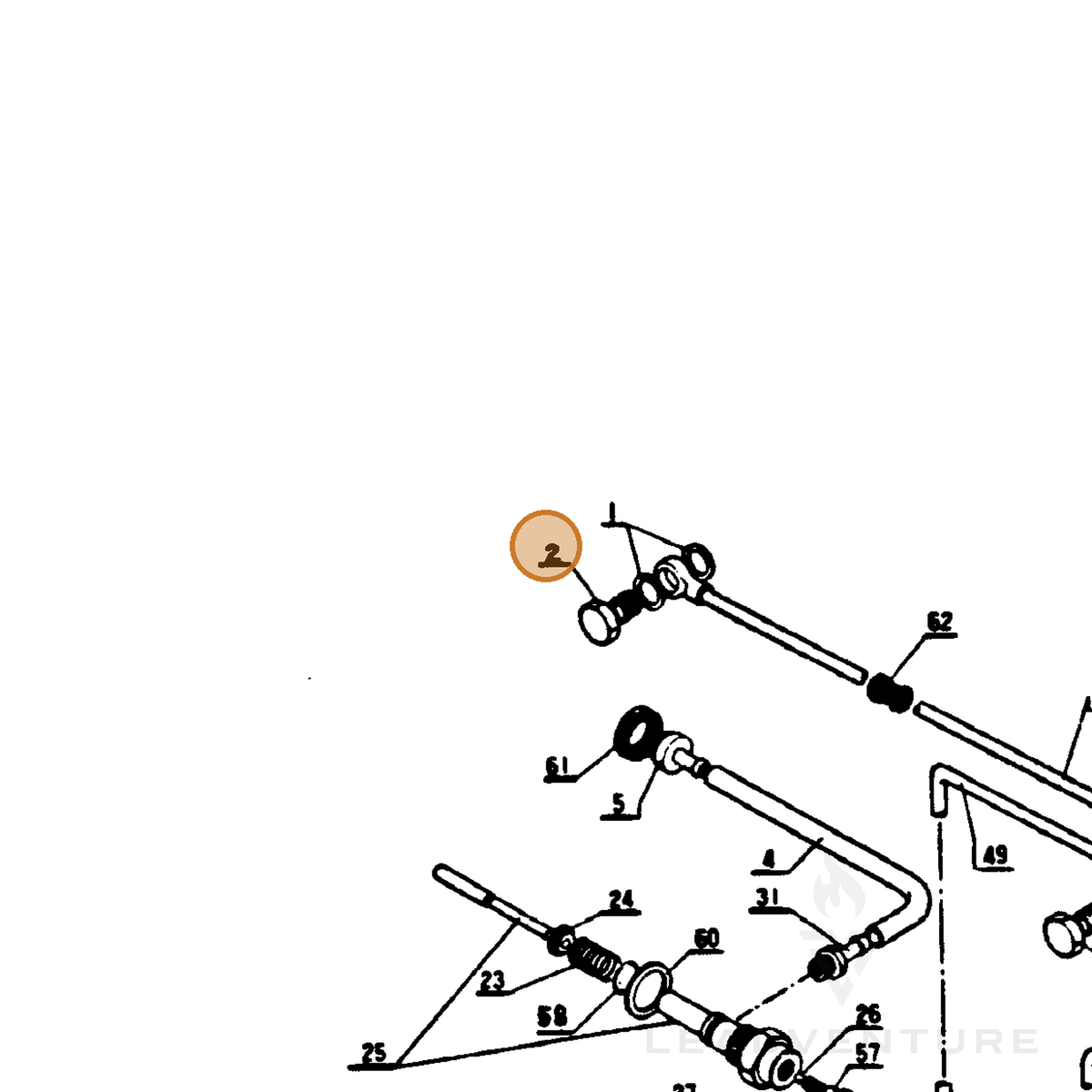 ECHO part 43722000130 — IPL diagram snippet (6x zoom, amber highlight)