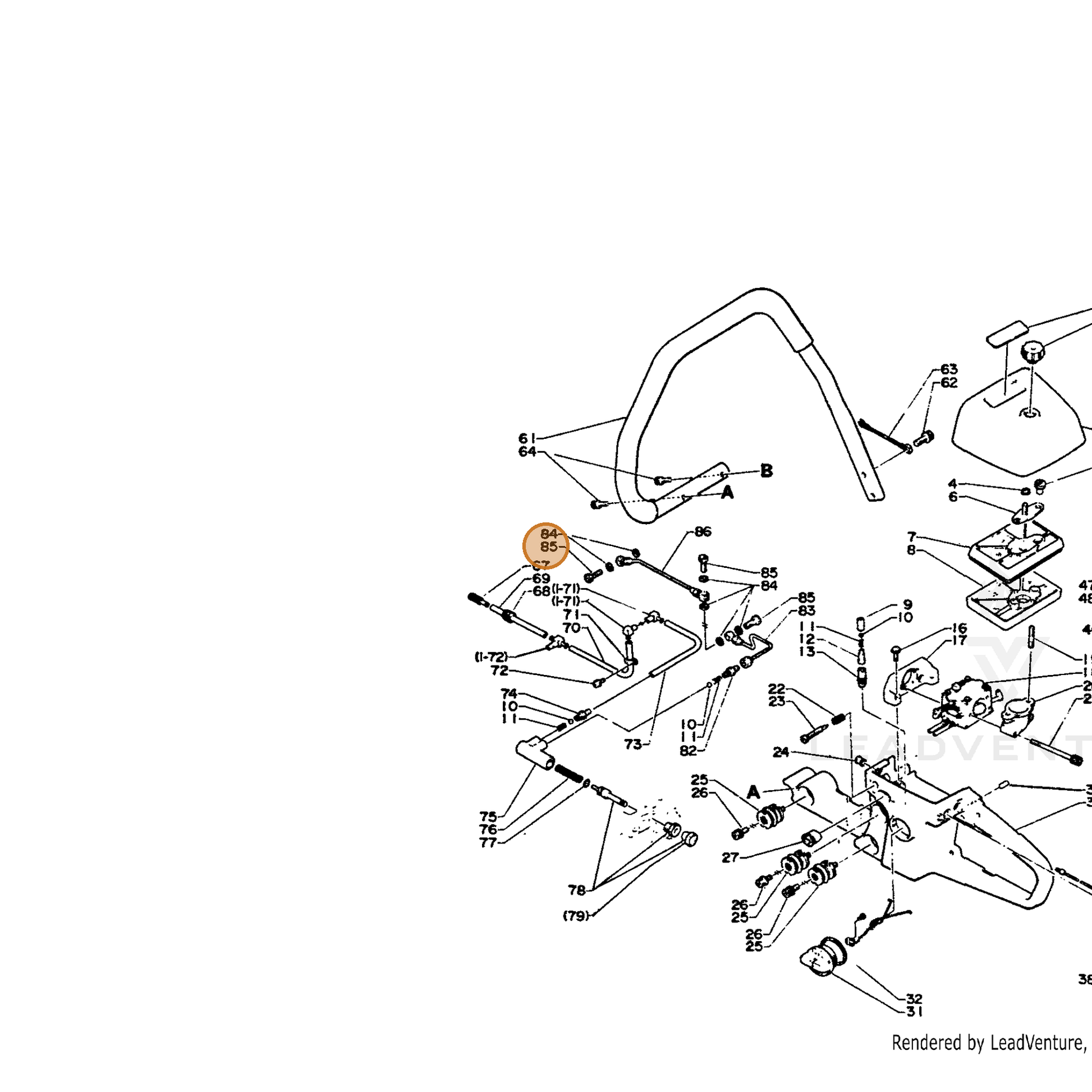 ECHO part 43722014731 — IPL diagram snippet (6x zoom, amber highlight)