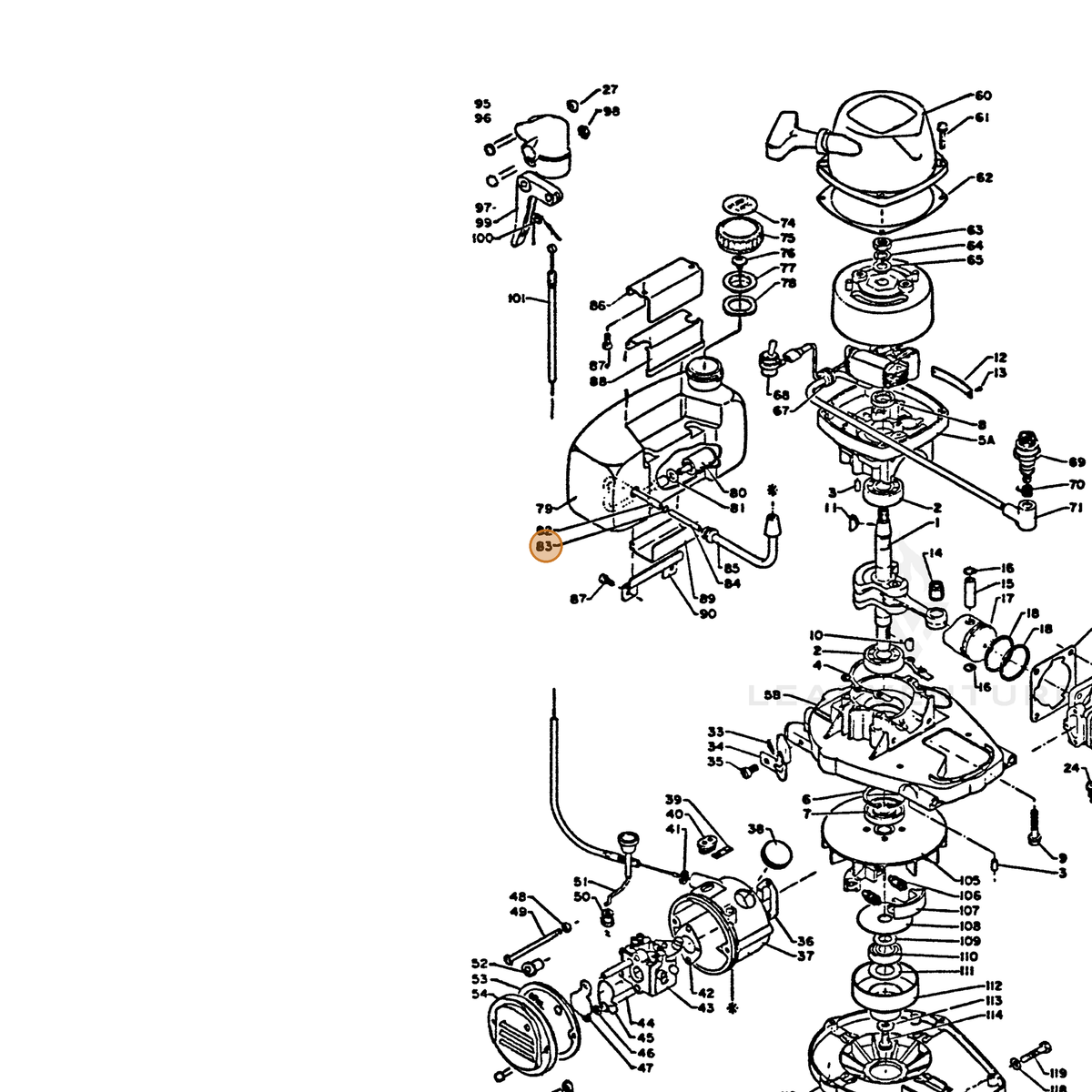 ECHO part 43722111130 — IPL diagram snippet (6x zoom, amber highlight)