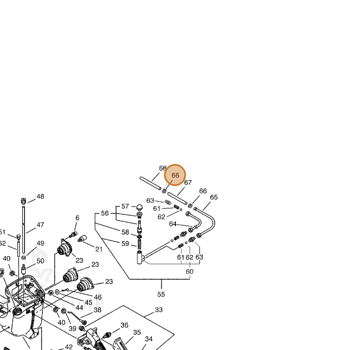 ECHO part 43722116430 — IPL diagram snippet (6x zoom, amber highlight)