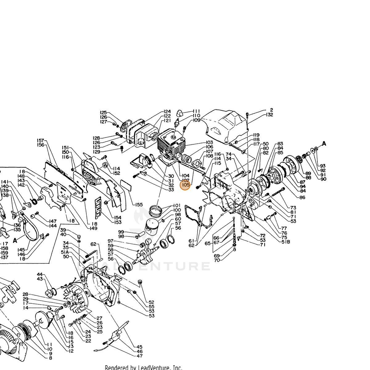 ECHO part 43722814730 — IPL diagram snippet (6x zoom, amber highlight)