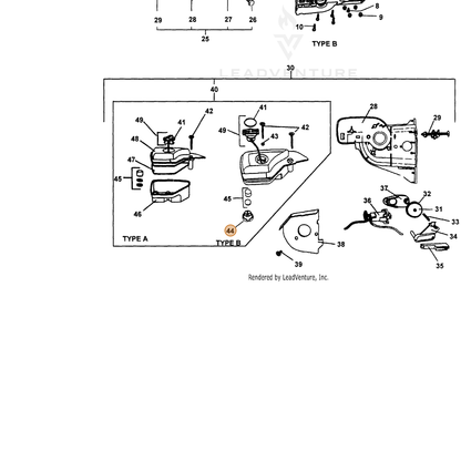 ECHO part 43724322360 — IPL diagram snippet (6x zoom, amber highlight)