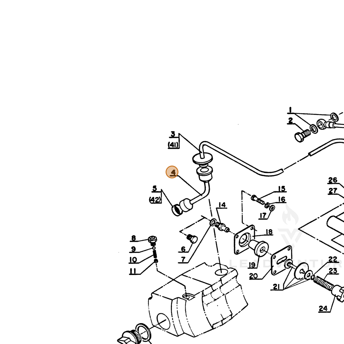 ECHO part 43731000331 — IPL diagram snippet (6x zoom, amber highlight)
