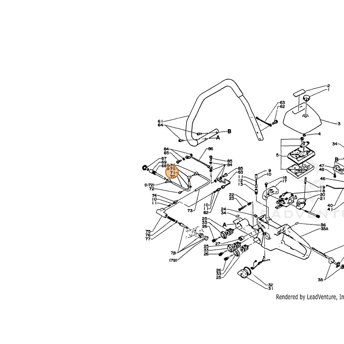 ECHO part 43741014730 — IPL diagram snippet (6x zoom, amber highlight)