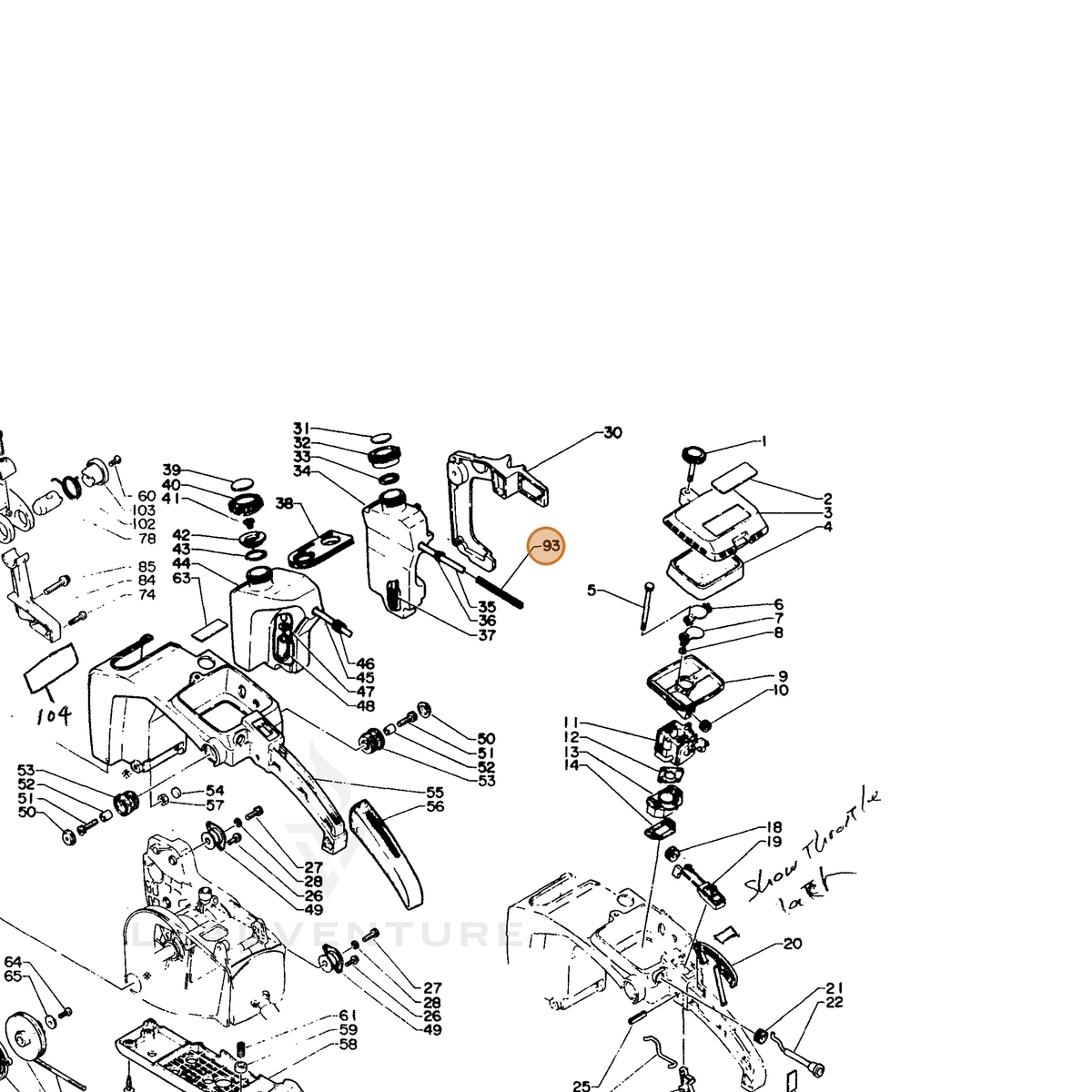 ECHO part 43741215130 — IPL diagram snippet (6x zoom, amber highlight)