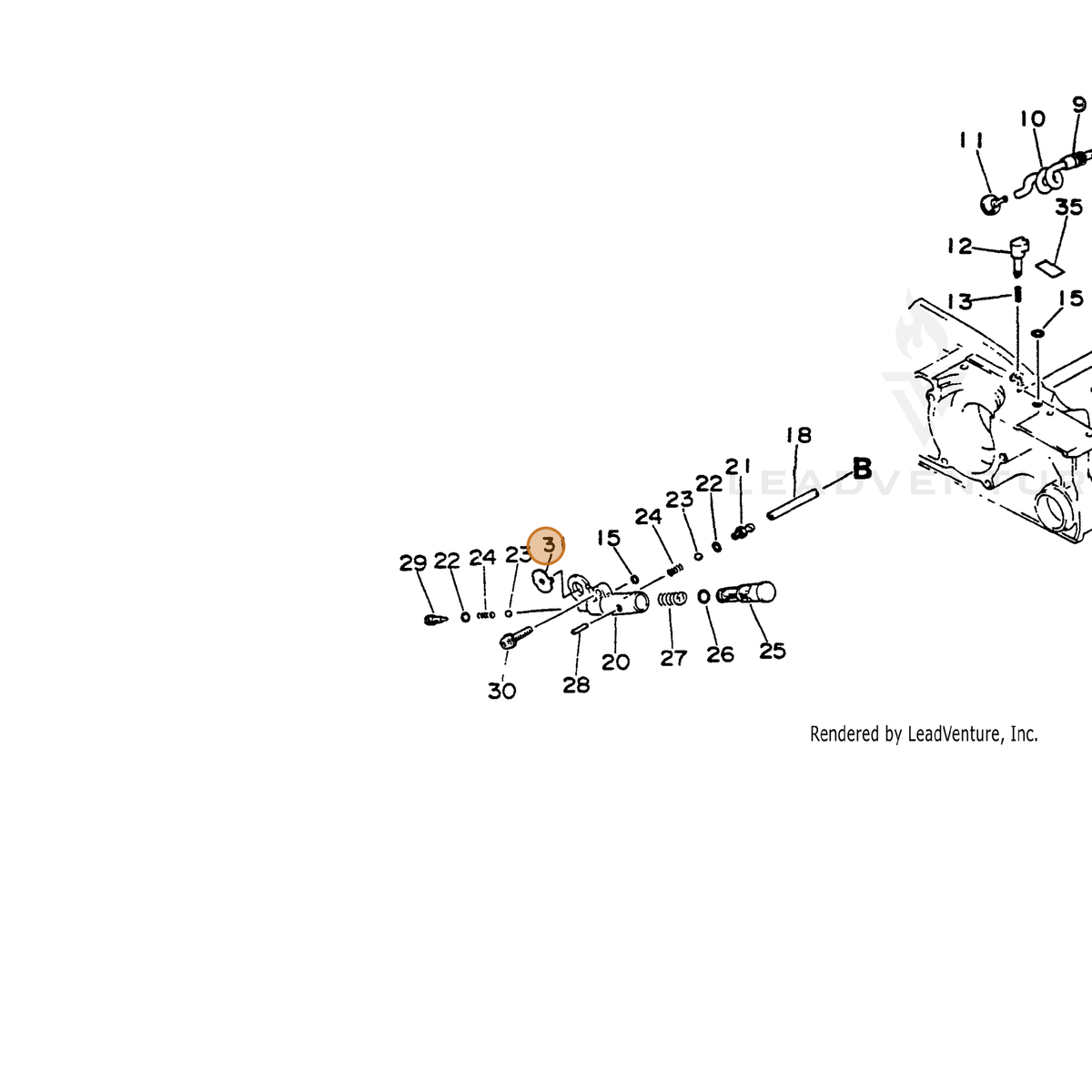 ECHO part 43741319830 — IPL diagram snippet (6x zoom, amber highlight)