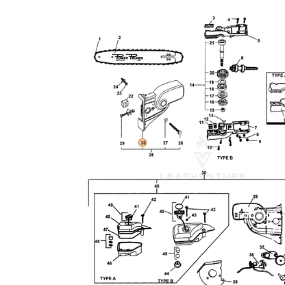 ECHO part 43760522360 — IPL diagram snippet (6x zoom, amber highlight)