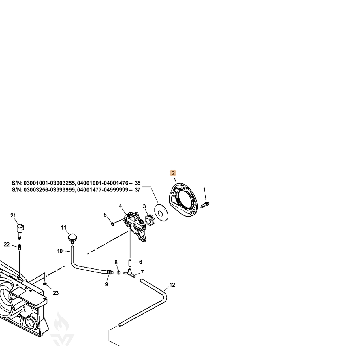 ECHO part 43760537630 — IPL diagram snippet (6x zoom, amber highlight)