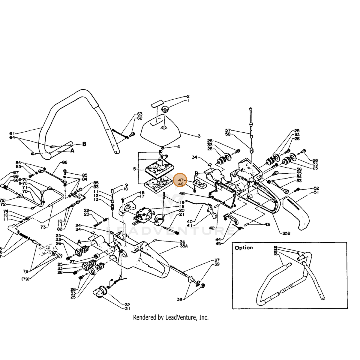 ECHO part 43761014731 — IPL diagram snippet (6x zoom, amber highlight)
