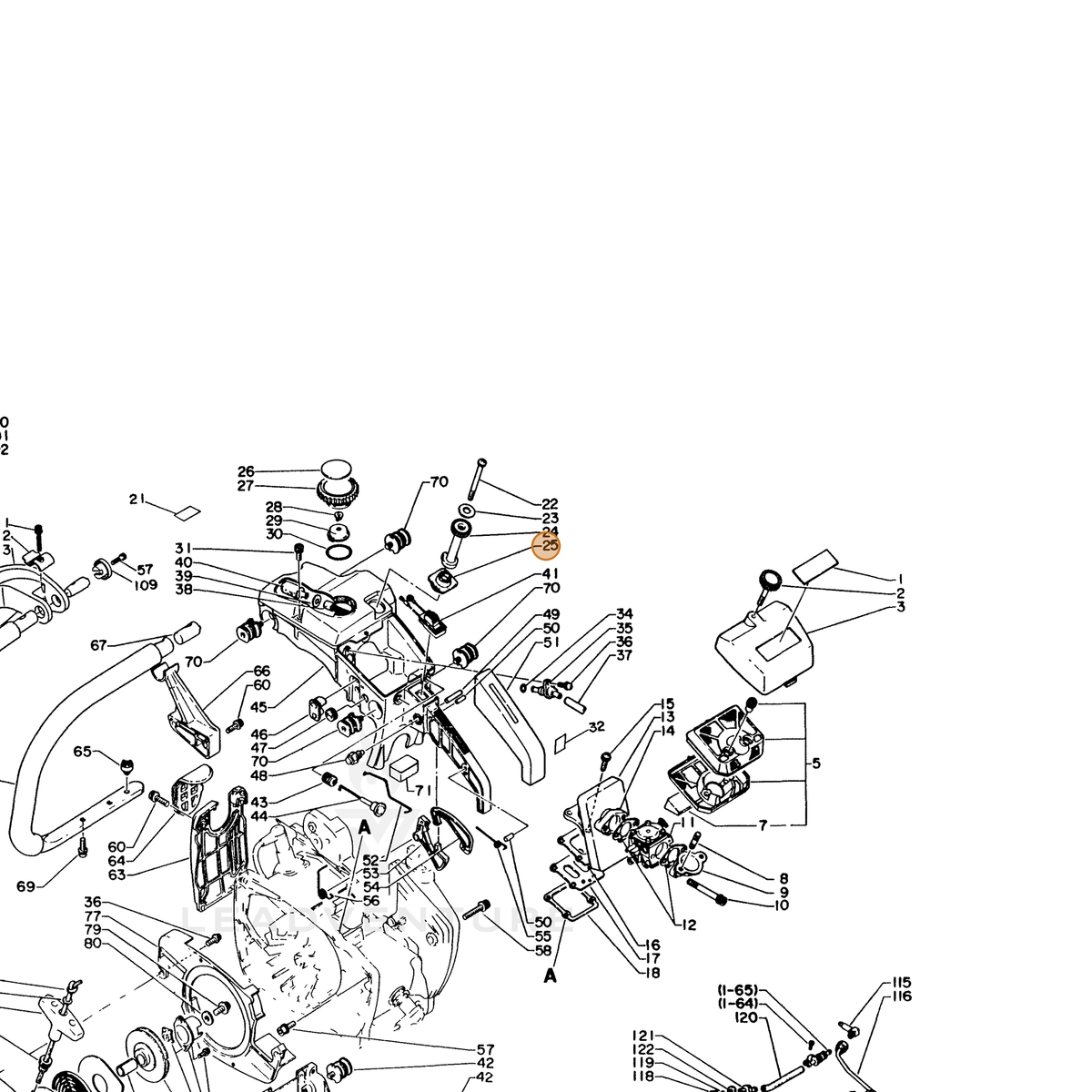 ECHO part 43761416130 — IPL diagram snippet (6x zoom, amber highlight)