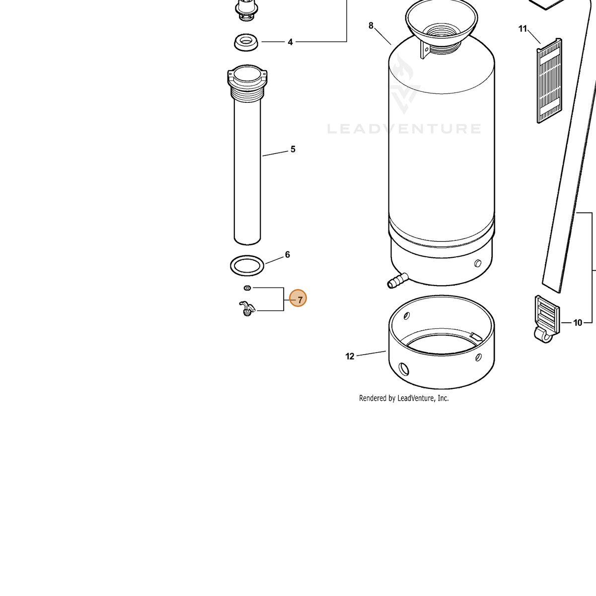 ECHO part 4560000 — IPL diagram snippet (6x zoom, amber highlight)