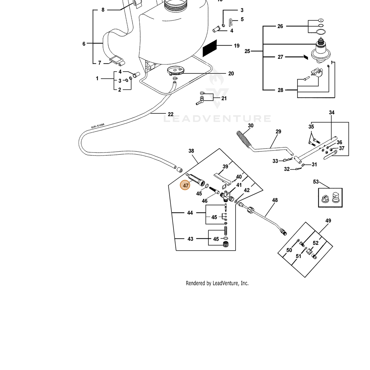 ECHO part 4717910 — IPL diagram snippet (6x zoom, amber highlight)