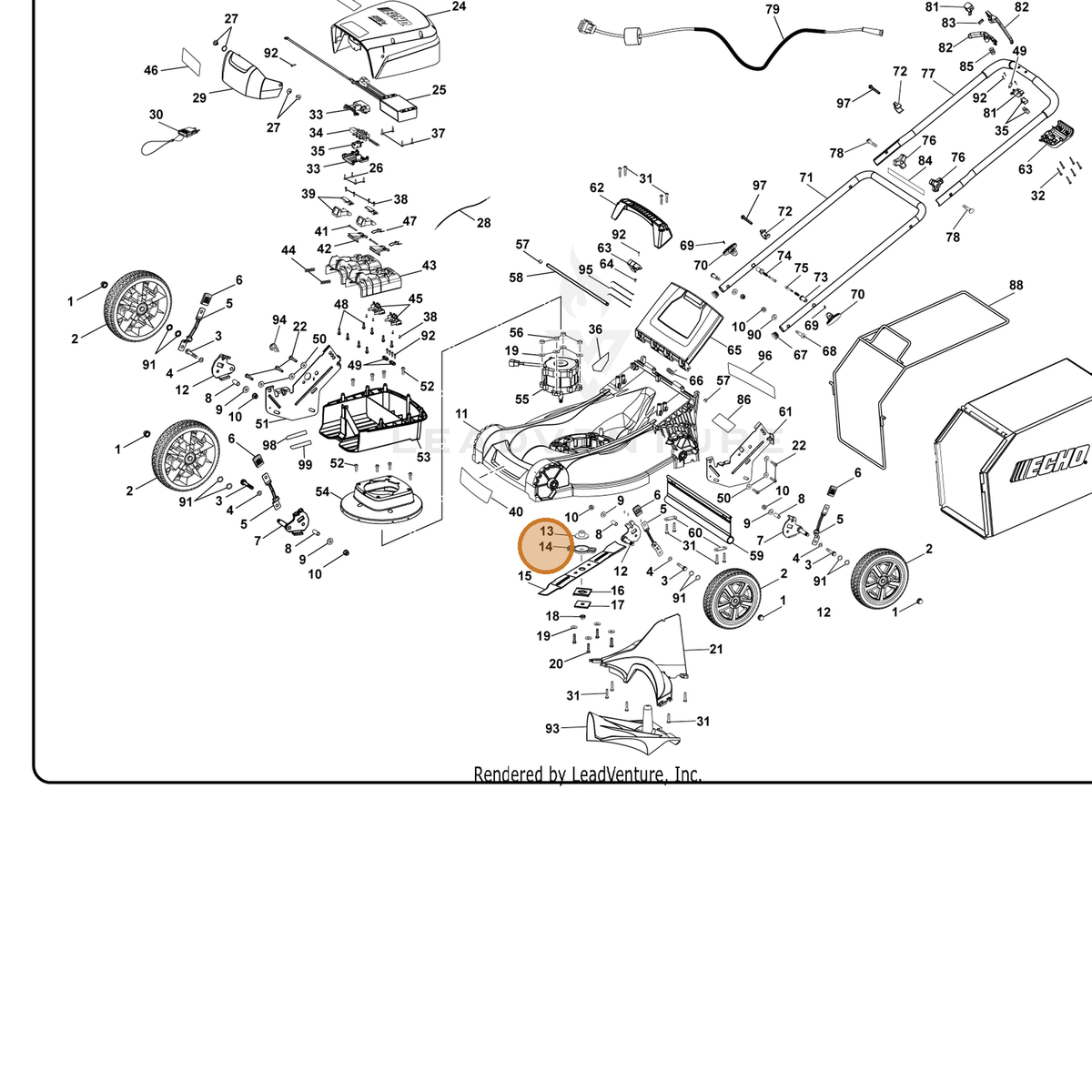 ECHO part 526921002 — IPL diagram snippet (6x zoom, amber highlight)