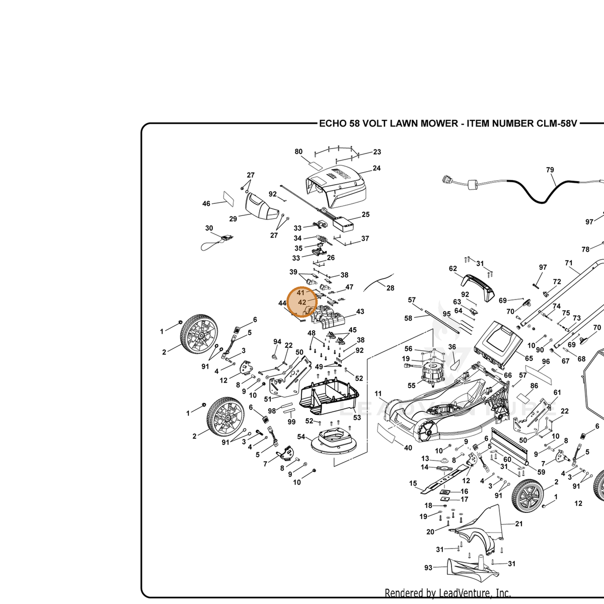 ECHO part 528285001 — IPL diagram snippet (6x zoom, amber highlight)