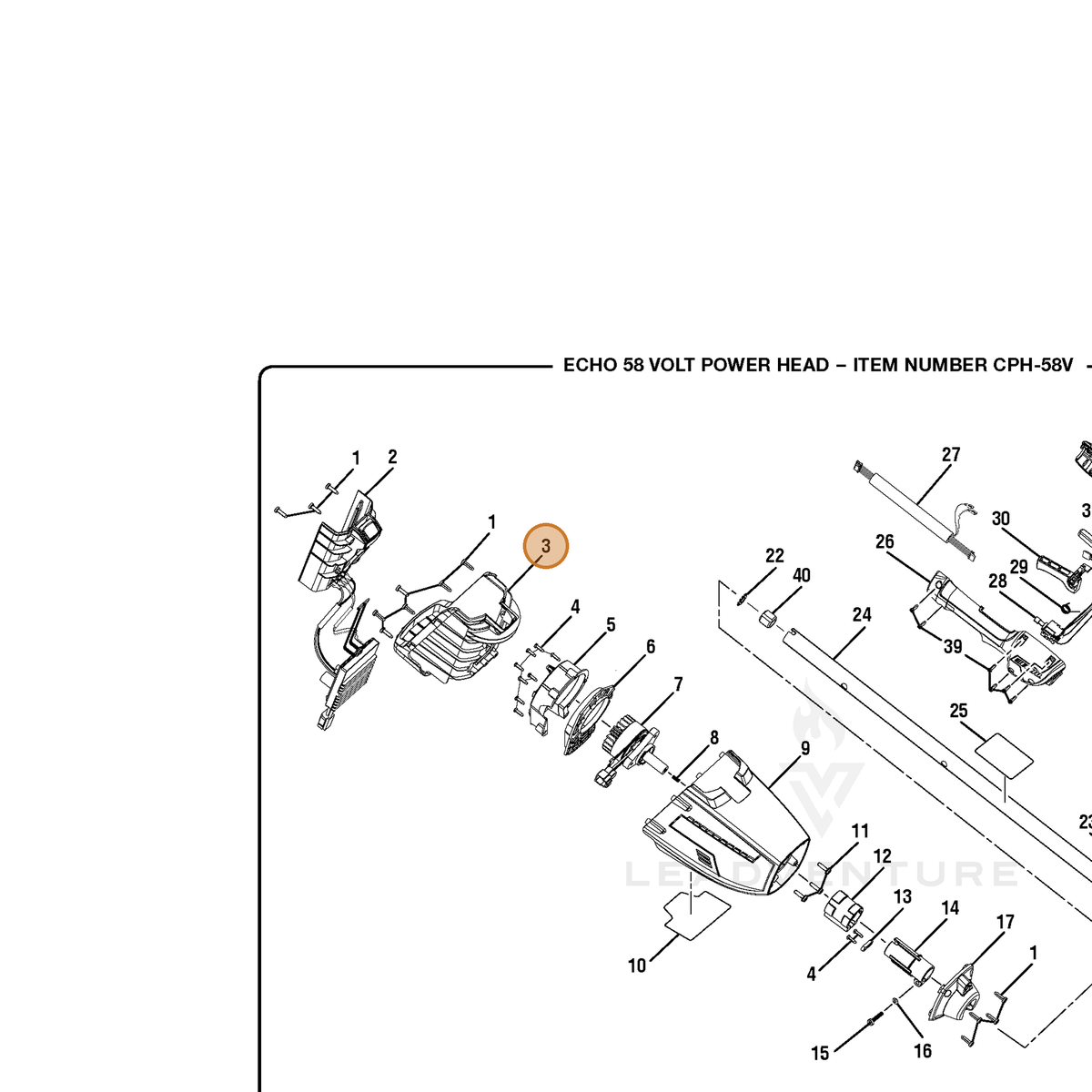 ECHO part 528291001 — IPL diagram snippet (6x zoom, amber highlight)
