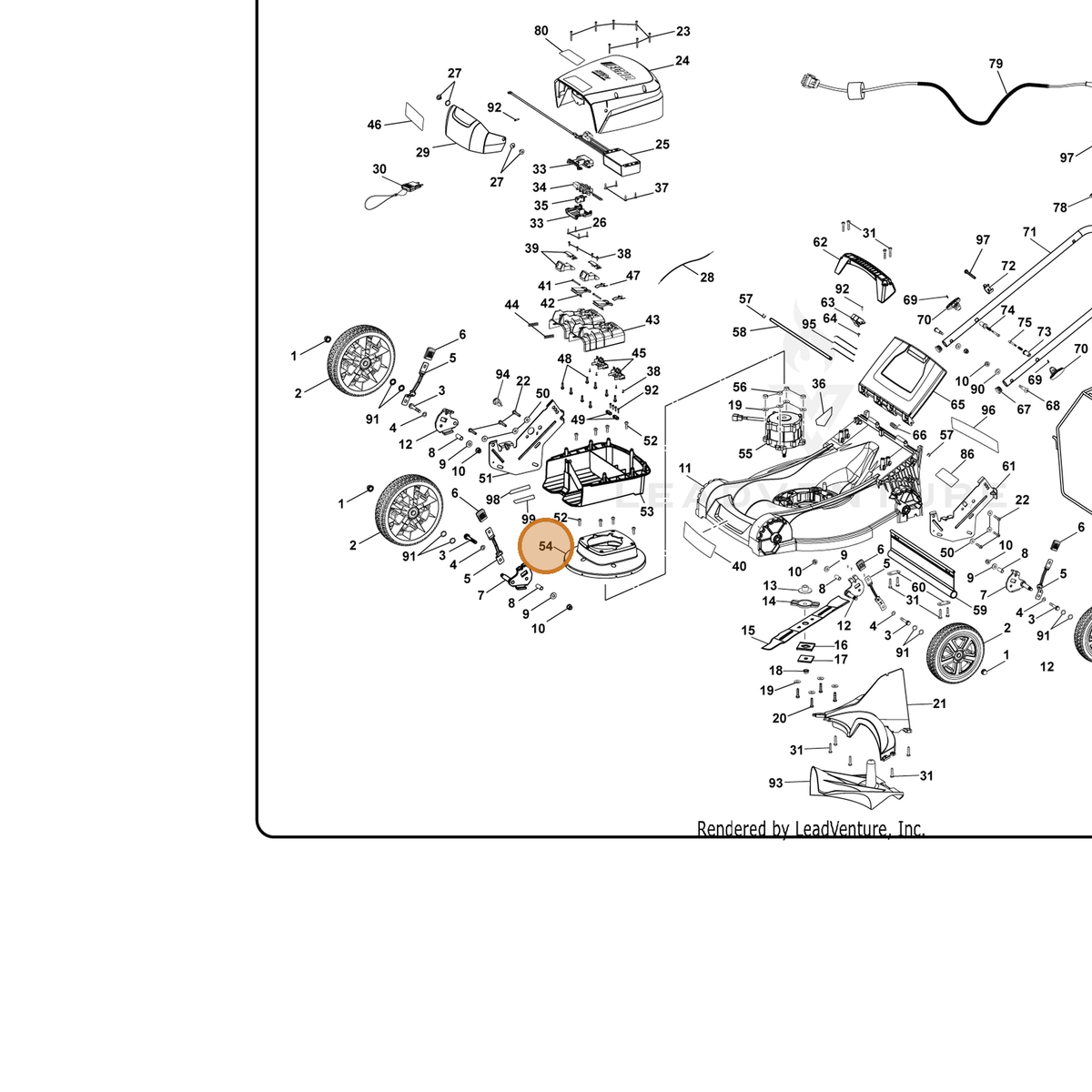ECHO part 528310001 — IPL diagram snippet (6x zoom, amber highlight)