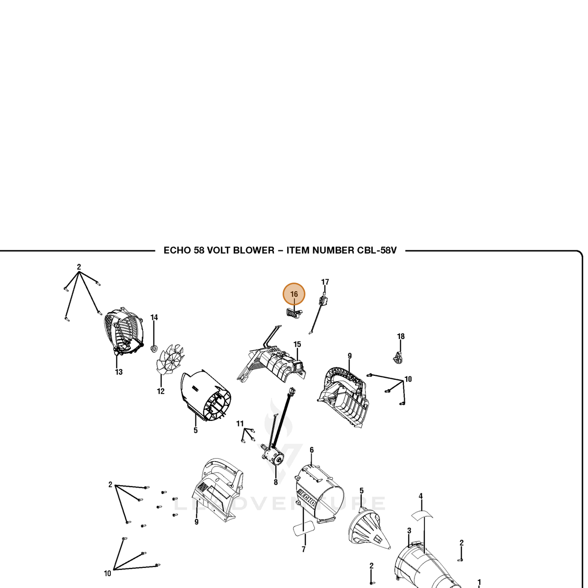 ECHO part 528320001 — IPL diagram snippet (6x zoom, amber highlight)
