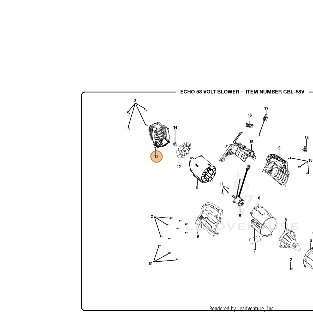 ECHO part 528322001 — IPL diagram snippet (6x zoom, amber highlight)