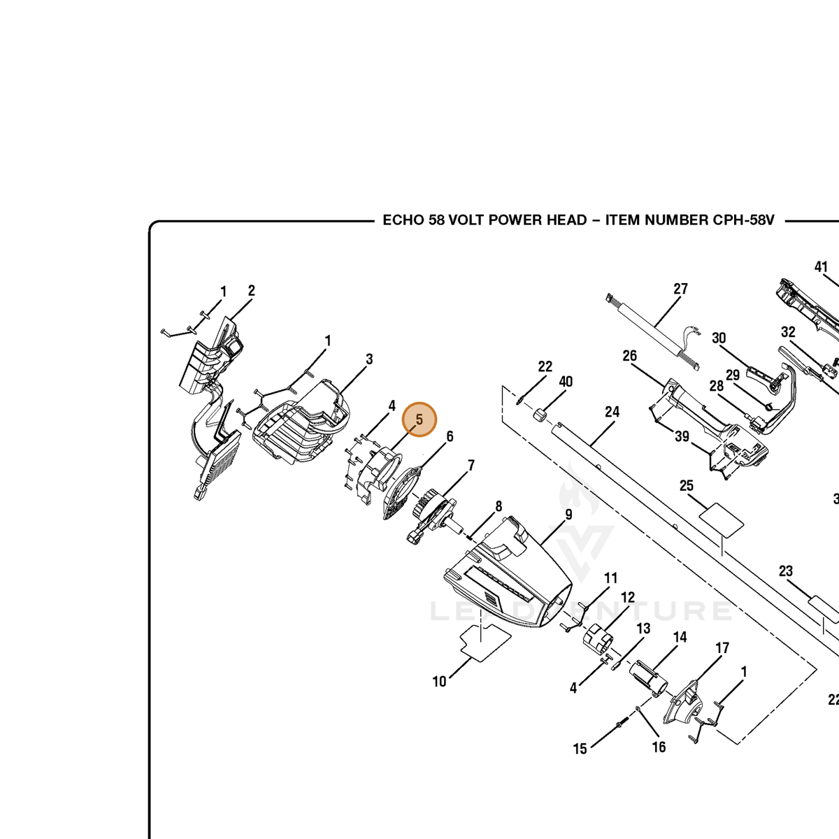ECHO part 528332001 — IPL diagram snippet (6x zoom, amber highlight)