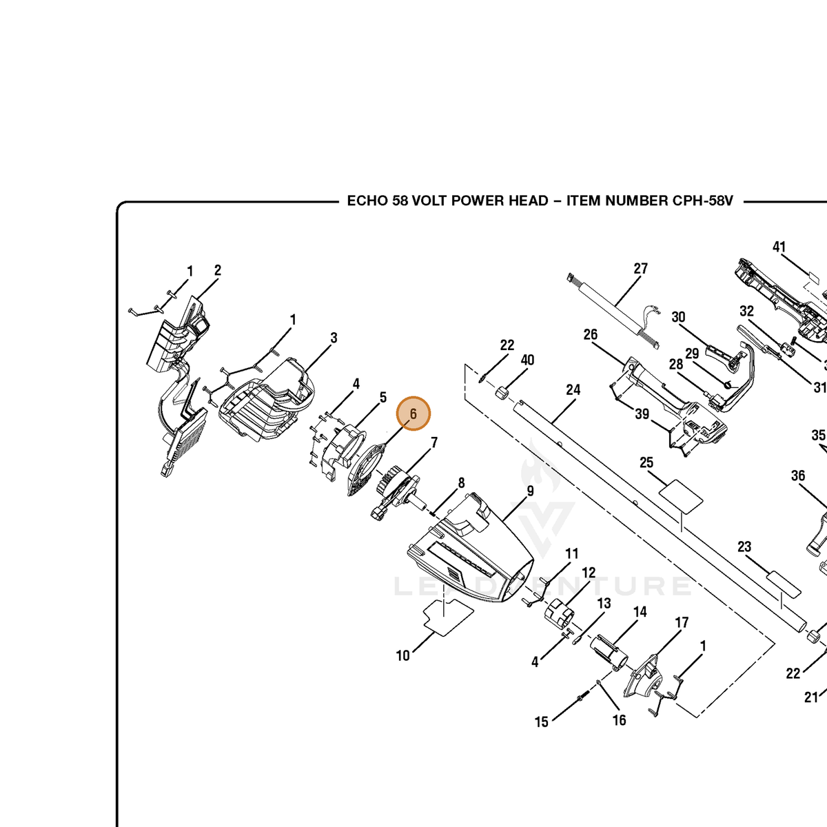 ECHO part 528333001 — IPL diagram snippet (6x zoom, amber highlight)