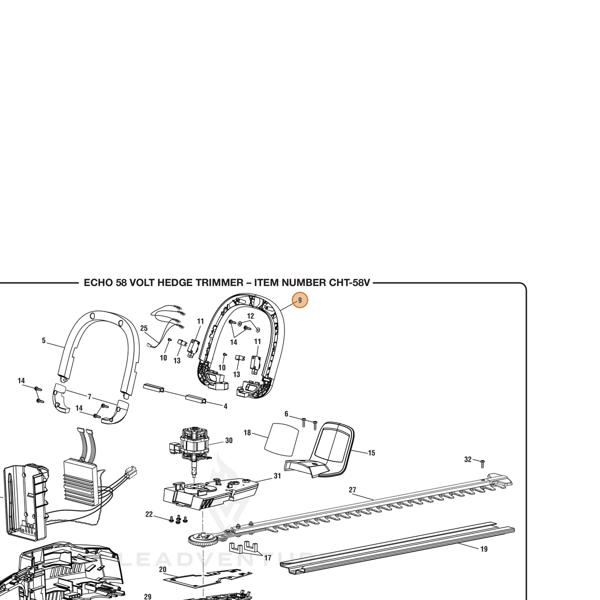ECHO part 528353001 — IPL diagram snippet (6x zoom, amber highlight)