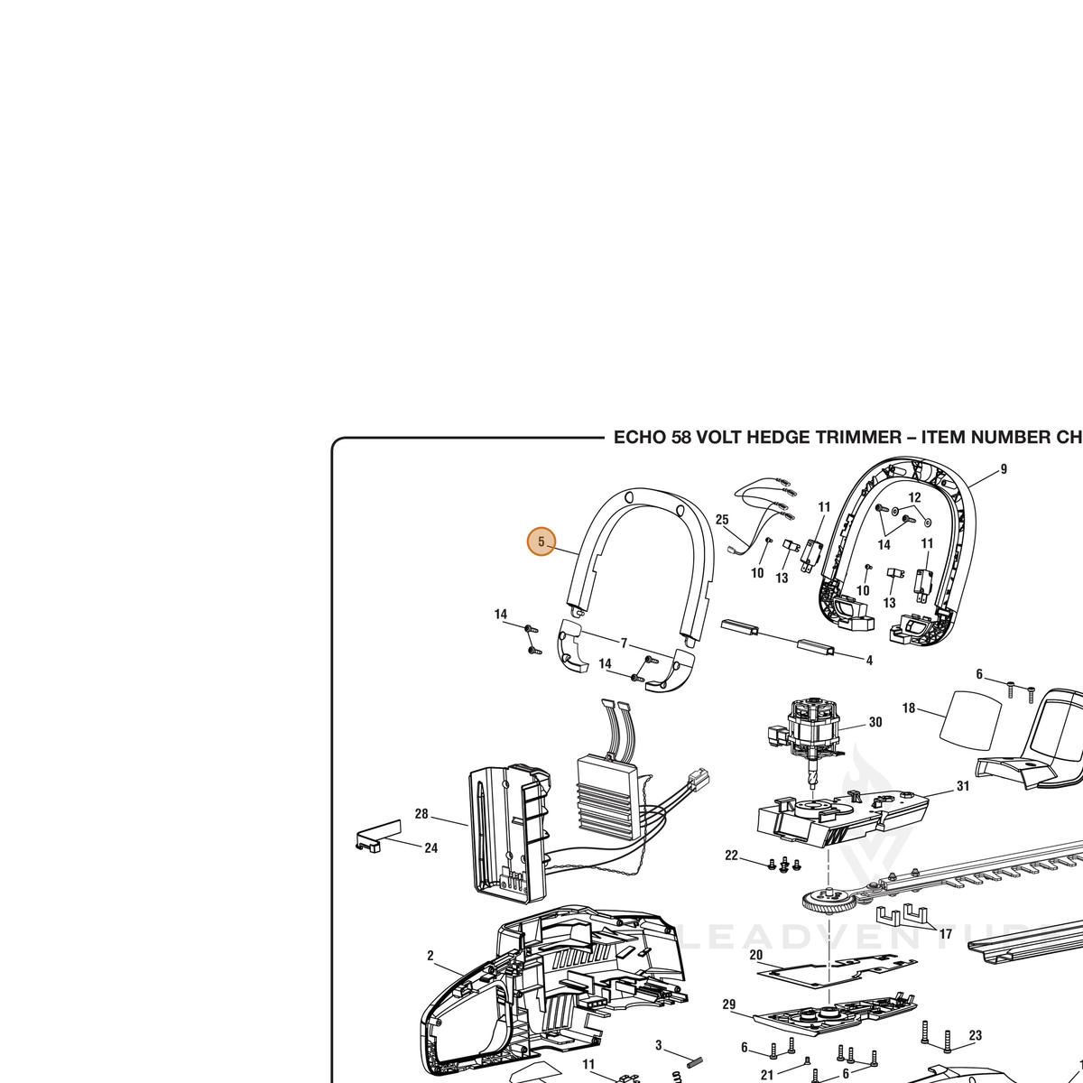 ECHO part 528357001 — IPL diagram snippet (6x zoom, amber highlight)