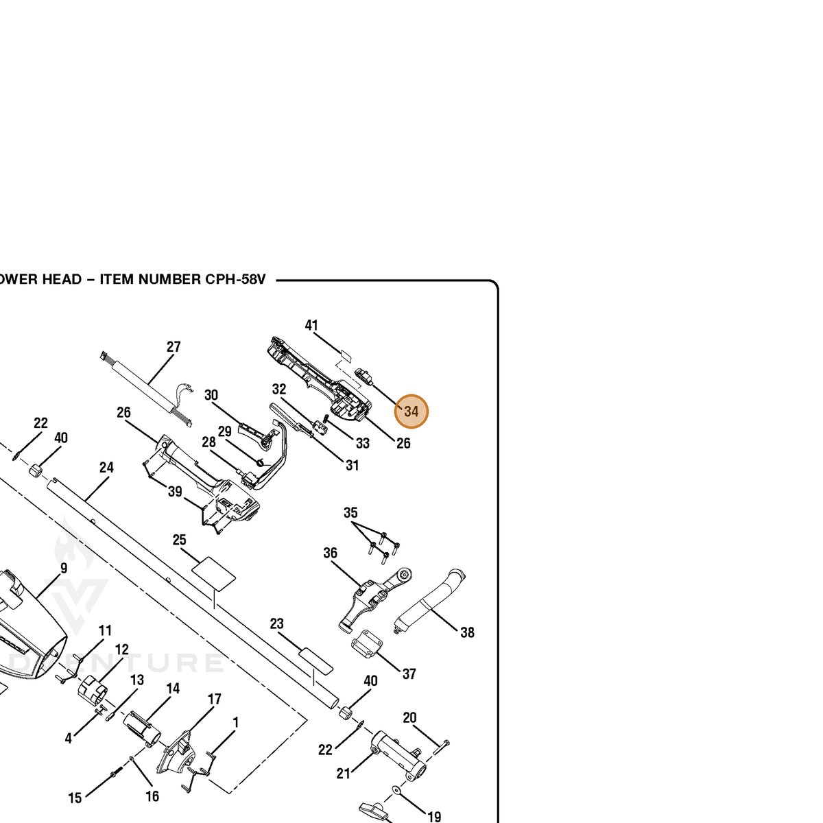ECHO part 528489001 — IPL diagram snippet (6x zoom, amber highlight)