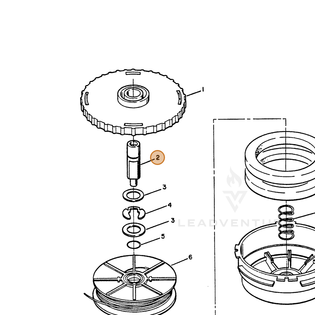 ECHO part 529600 — IPL diagram snippet (6x zoom, amber highlight)