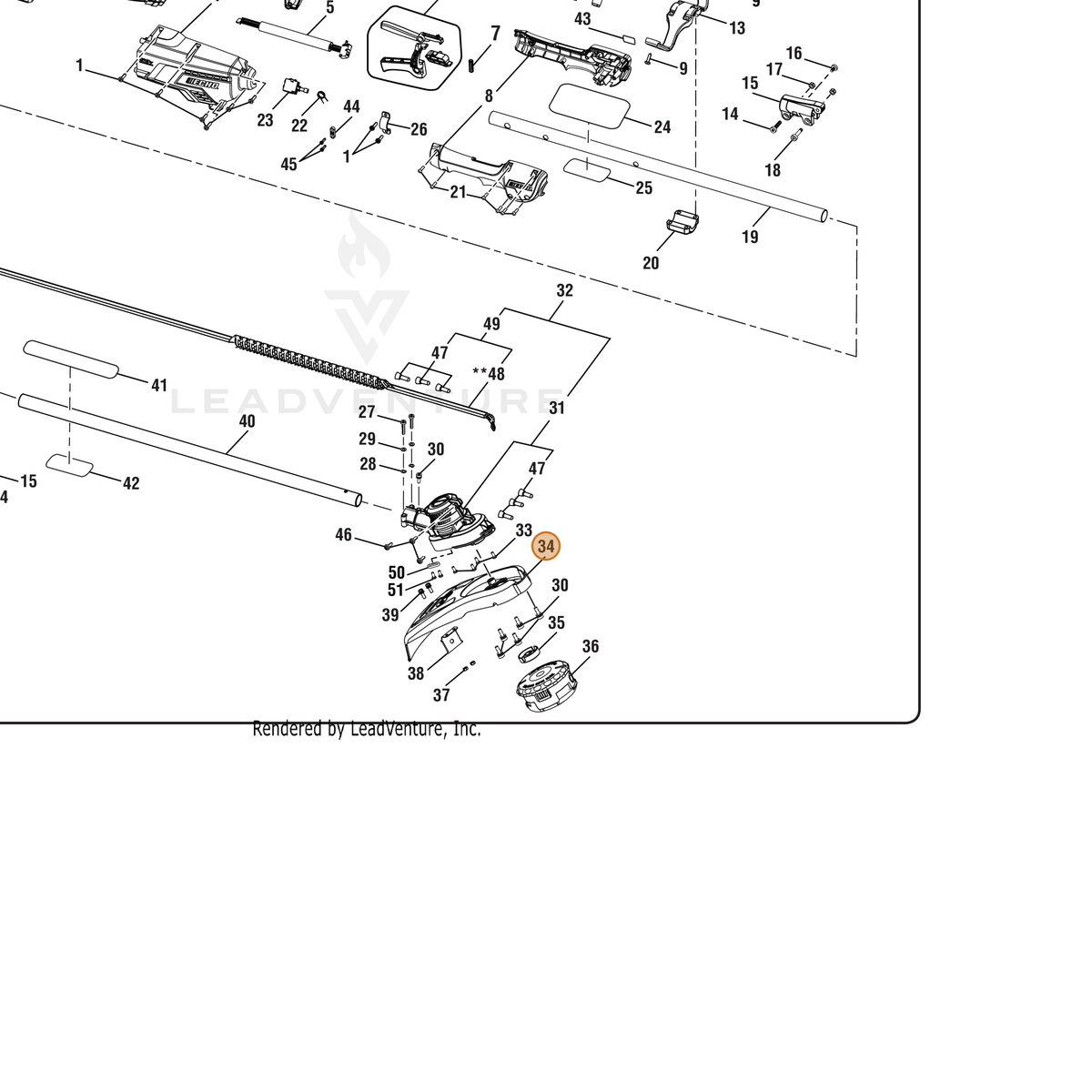 ECHO part 534169001 — IPL diagram snippet (6x zoom, amber highlight)