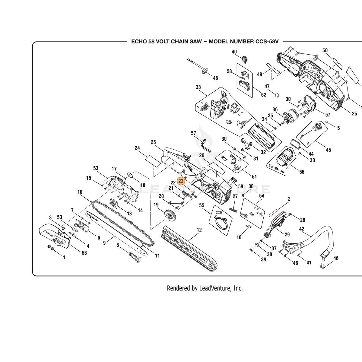 ECHO part 563438001 — IPL diagram snippet (6x zoom, amber highlight)
