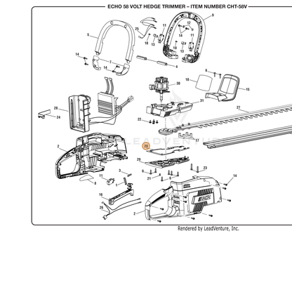 ECHO part 563588001 — IPL diagram snippet (6x zoom, amber highlight)