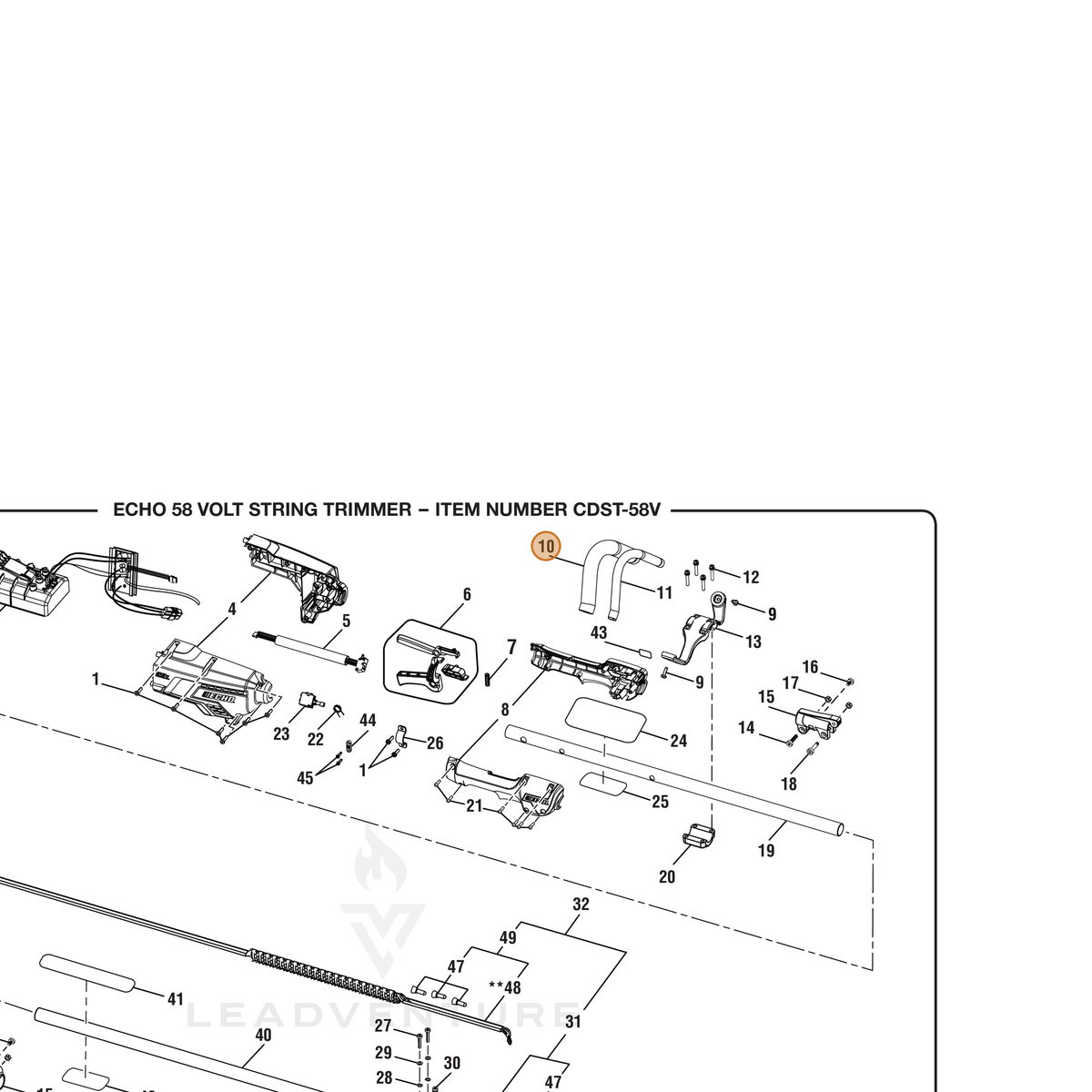 ECHO part 563598001 — IPL diagram snippet (6x zoom, amber highlight)