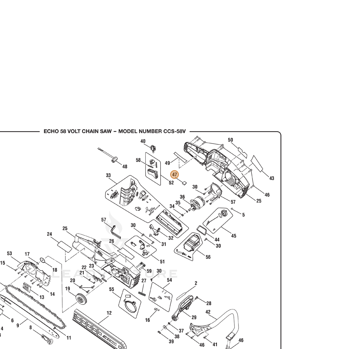 ECHO part 563623001 — IPL diagram snippet (6x zoom, amber highlight)