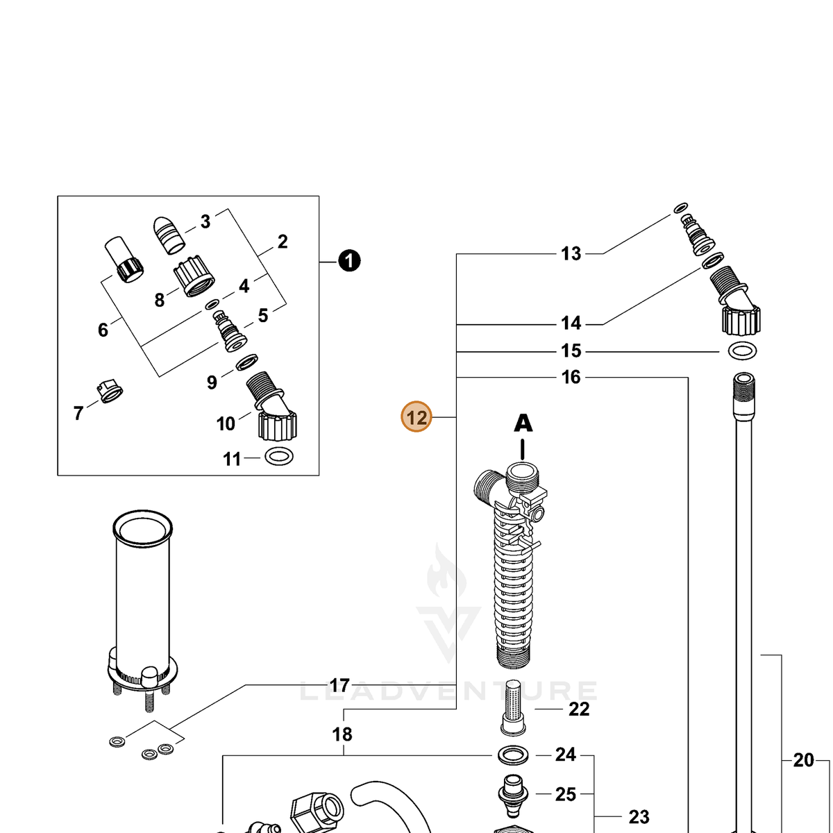 ECHO part 569020 — IPL diagram snippet (6x zoom, amber highlight)