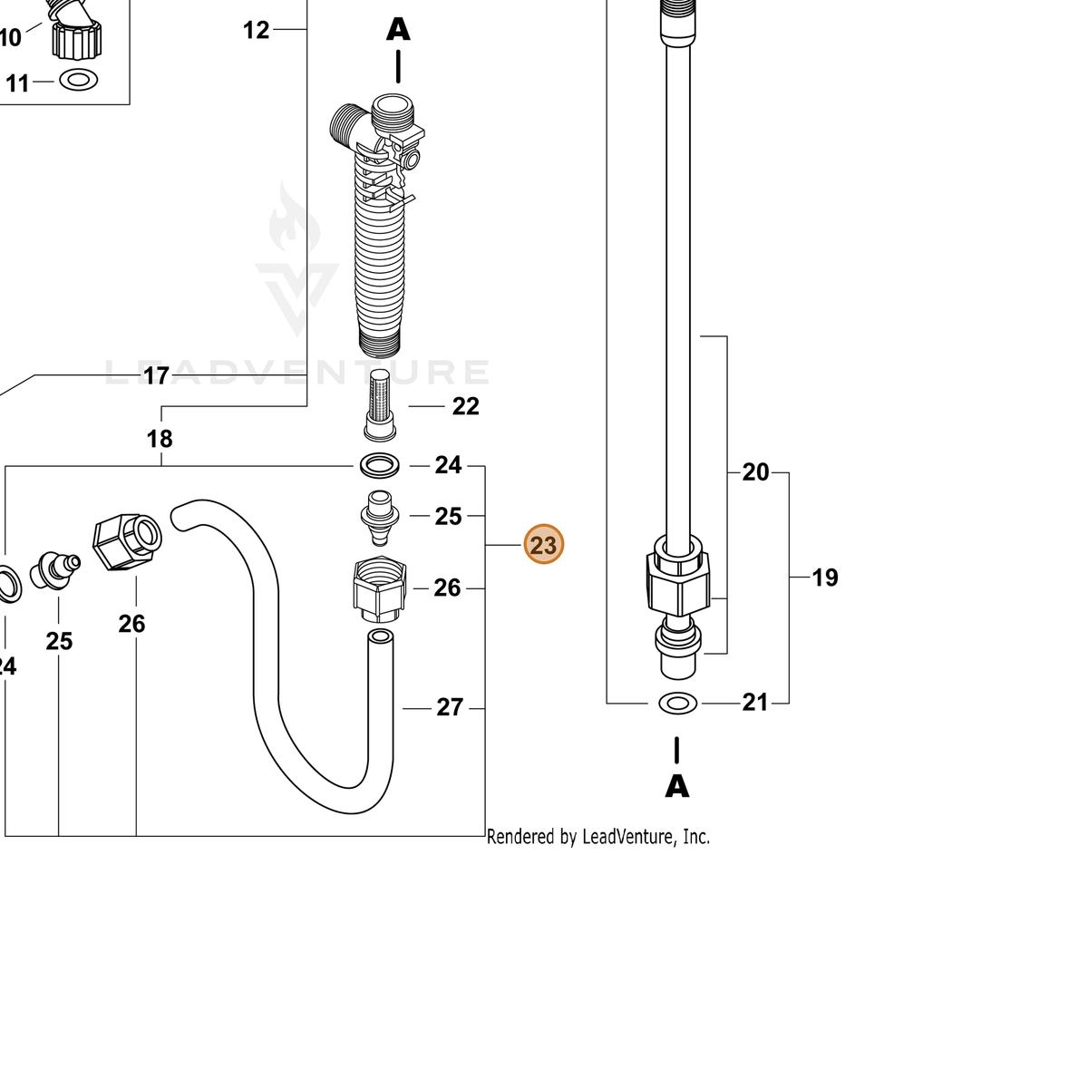 ECHO part 569022 — IPL diagram snippet (6x zoom, amber highlight)