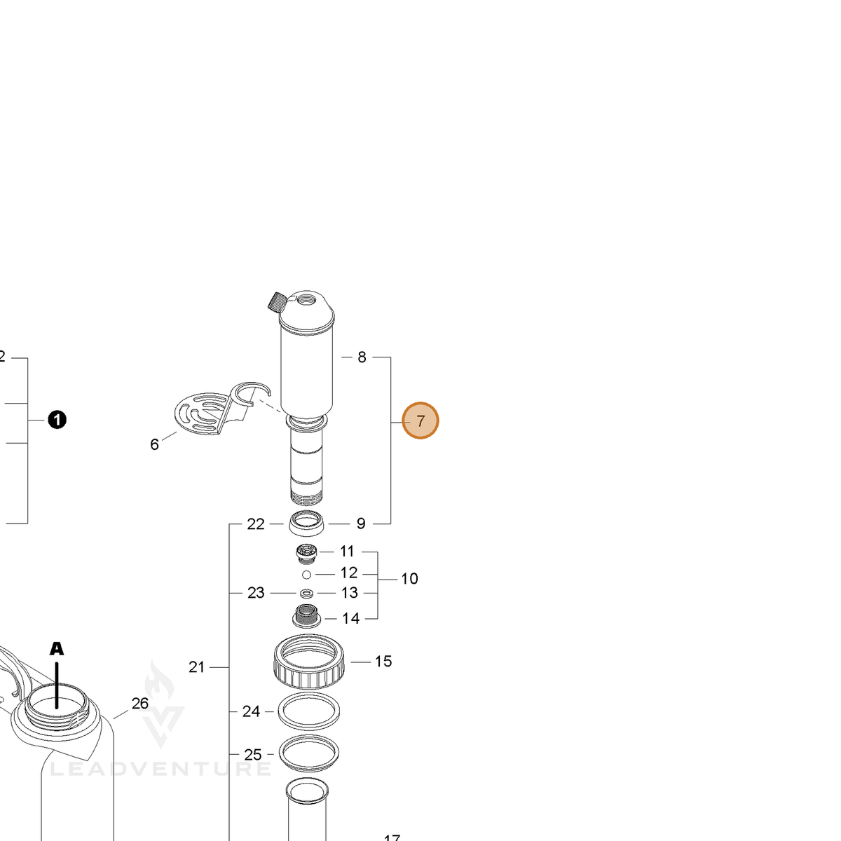 ECHO part 569028 — IPL diagram snippet (6x zoom, amber highlight)