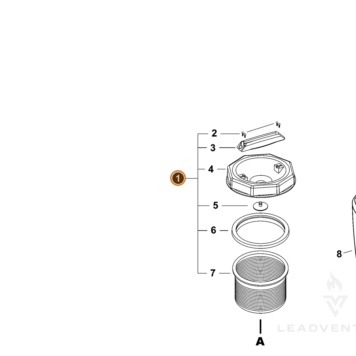 ECHO part 569035 — IPL diagram snippet (6x zoom, amber highlight)