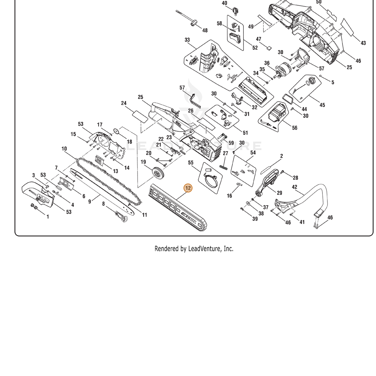 ECHO part 580146001 — IPL diagram snippet (6x zoom, amber highlight)