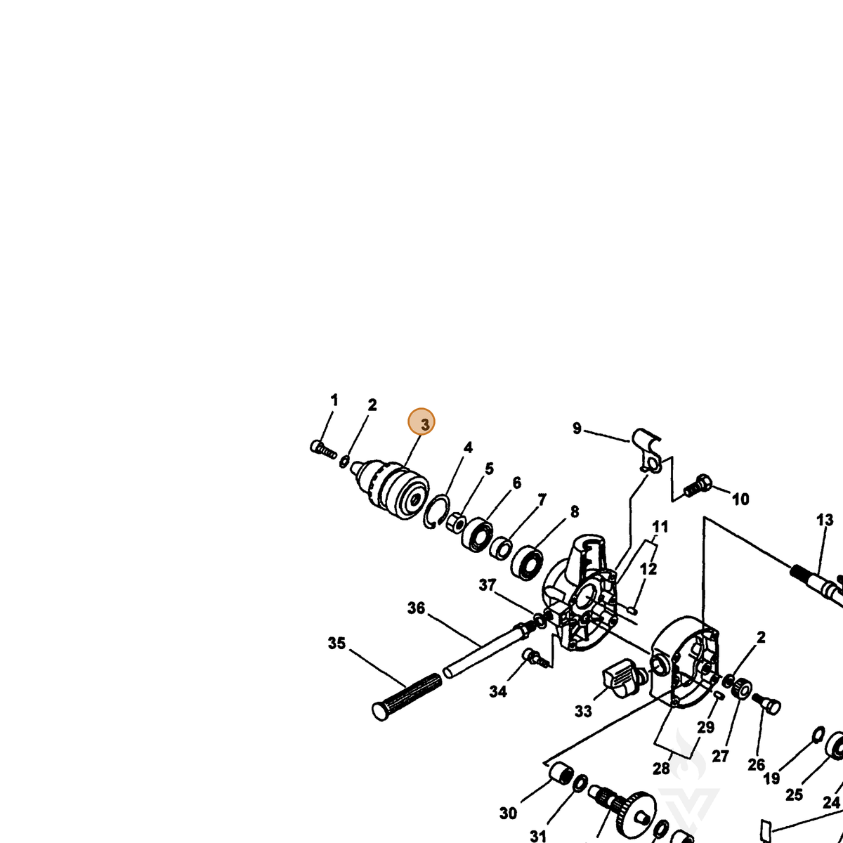 ECHO part 60405105560 — IPL diagram snippet (6x zoom, amber highlight)