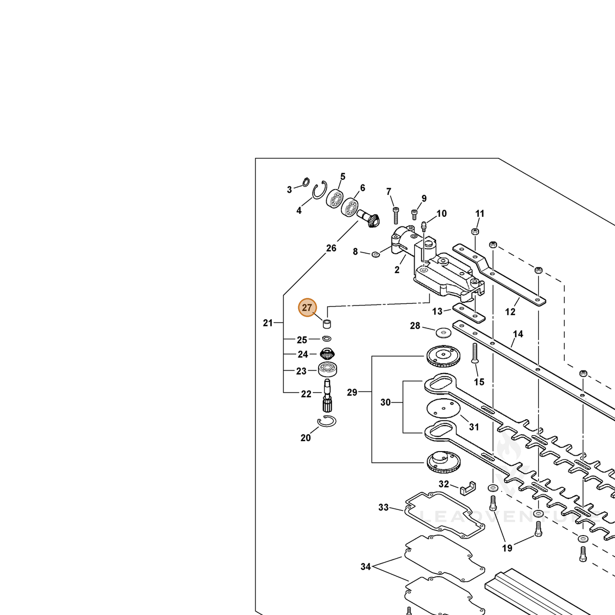 ECHO part 60422121460 — IPL diagram snippet (6x zoom, amber highlight)